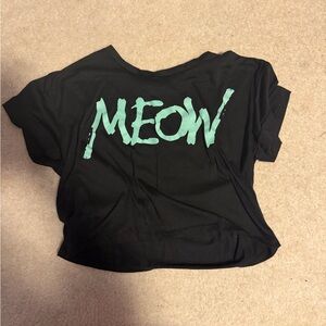 Workshop Republic Clothing Black Crop Top with Green Print